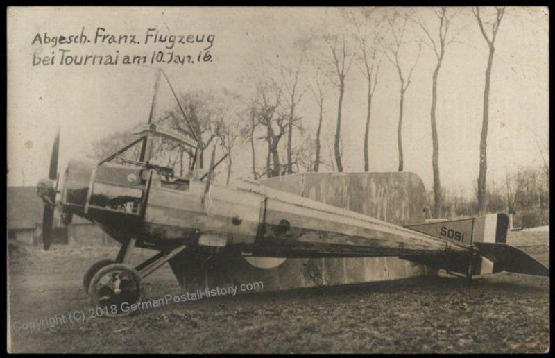 WW1 RPPC postcard photo of crashed German biplane WW1 RPPC postcard photo of crashed German biplane