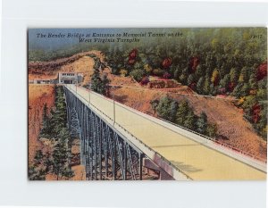 Postcard Bender Bridge, Entrance to Memorial Tunnel, West Virginia Turnpike, WV