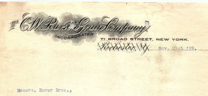 1899 C.W. PEARSON GRAIN CO. NEW YORK TO BOWER BROS AKRON LETTER LETTERHEAD Z4200