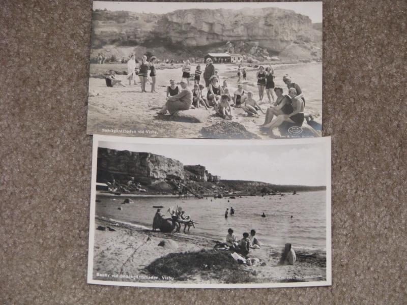 Beach Scenes, Badliv vid snackgardsbaden visby, unused vintage cards