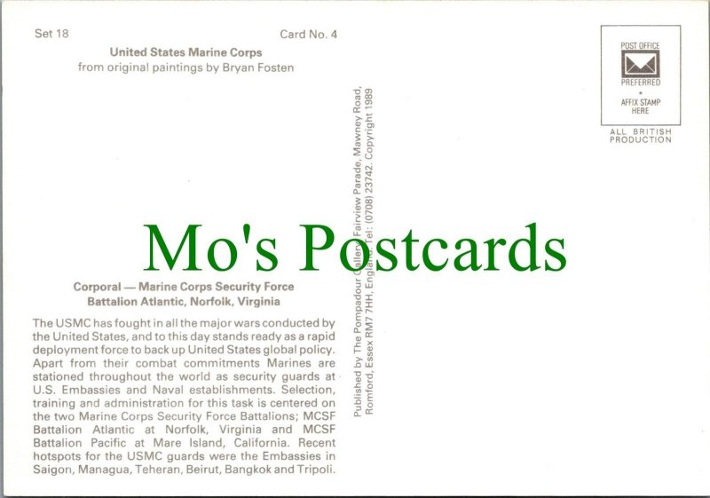 Military Postcard - Corporal, Marine Corps Security Force Ref.SW10231