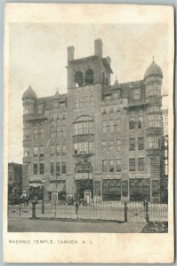 CAMDEN NJ MASONIC TEMPLE UNDIVIDED ANTIQUE POSTCARD