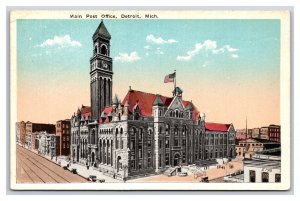 Main Post Office Building Detroit Michigan MI UNP WB Postcard E19