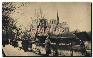 Old Postcard Notre Dame Paris The booksellers on the Seine river