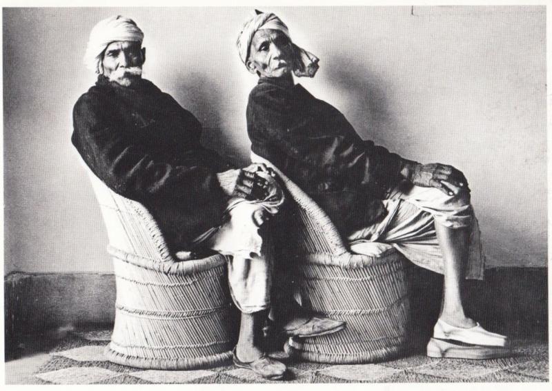 Twins Old Men in New Delhi Fashion Turban India Indian Award Photo Postcard