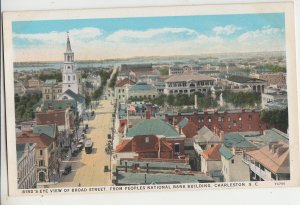 P2827, old postcard birds eye VIEW broard street charleston S.C.