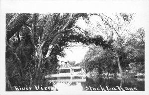 Postcard RPPC 1940s Kansas Stockton Rooks River View KS24-725