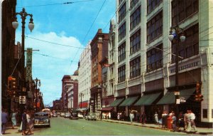 Postcard IN Fort Wayne Calhoun Street View Shopping District Murphy's 1952 V206