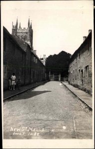 MELLS SOMERSET New Street Cobblestone View Vintage RPPC Real Photo PC