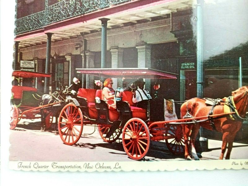 Vintage Postcard French Quarter Transportation New Orleans LA Buggy with Horse