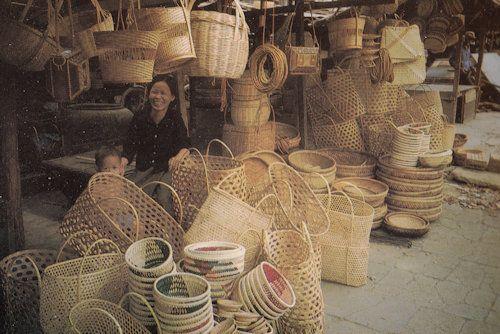 Cambodia Crafts & Culture Phnom Penh Straw Baskets Postcard