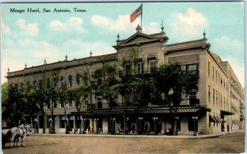 San Antonio Texas Tx Menger Hotel Street Scene 1910 - 