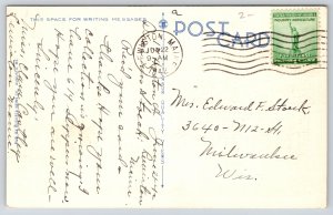 Augusta Maine~Coney High School~2nd -3rd Story Columns~Clock~1942 Linen Postcard