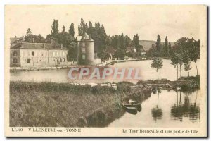 Old Postcard Villeneuve sur Yonne Bonneville Tower and part of Island