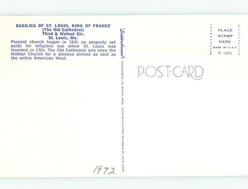 Unused Pre-1980 BASILICA OF CATHEDRAL CHURCH St. Louis Missouri MO L3972@