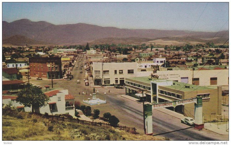 Main Street, Calle Principal, Showing A Hotel On The Left Side, Ensenada, Baj...