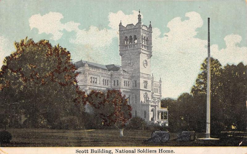 Washington, D.C.     SCOTT BUILDING National Soldiers Home         1913 Postcard