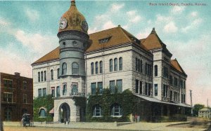 TOPEKA, Kansas  KS    ROCK ISLAND DEPOT  Railroad Station  ca 1910s    Postcard