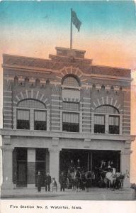 D73/ Waterloo Iowa Ia Postcard c1910 Fire Station Department No 2 Horse Wagon