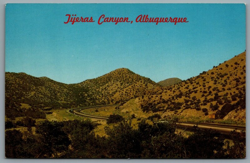 Postcard Albuquerque NM c1950s Tijeras Canyon on Route 66 U.S. Highway 66