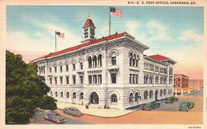 Vintage Postcard 1920's U.S. Post Office Building Savannah Georgia GA Structure