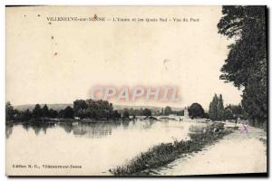 Old Postcard Villeneuve Sur Yonne L & # 39Yonne And South quays View Du Pont