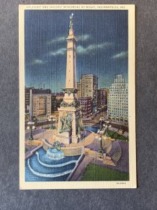 Soldiers' & Sailors' Monument Indianapolis IN Linen Postcard H20590...