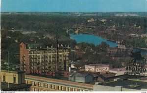 DES MOINES, Iowa,1940s-Present; Aerial View Of Des Moines River with Brown Ho...