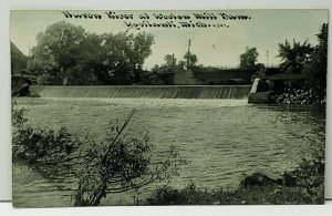 Michigan Huron River at Woolen Mill Dam 1911 Ypsilanti to Ann Arbor Postcard H18