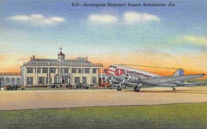 Birmingham Municipal Airport Alabama 1940s linen postcard