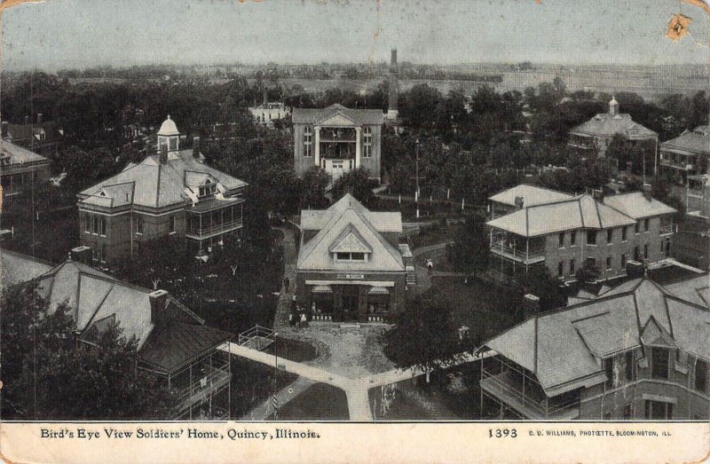 c.'08, C.U. Williams,Bird's Eye View,Soldiers' Home, Msg,Quincy,IL,Old Post Card