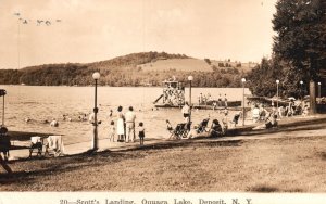 Vintage Postcard 1944 Real Photo Scotts Landing Oguaga Lake Deposit New York NY