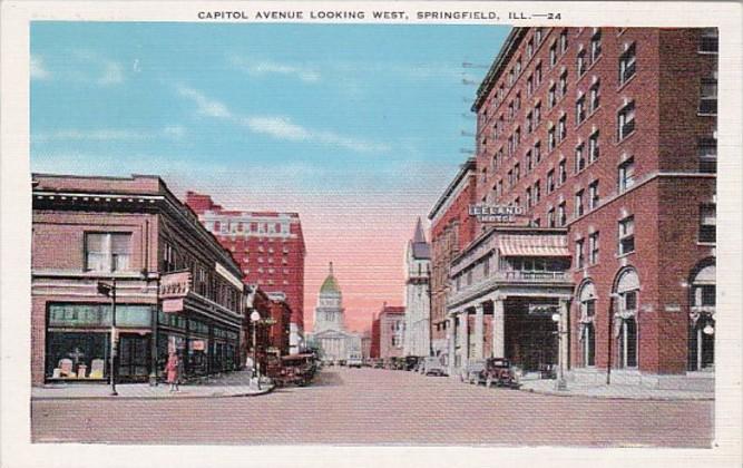 Illinois Springfield Capitol Avenue Looking West 1942