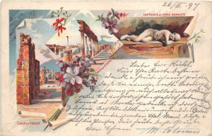 US6565 casa di panza impronta di uomo ammalato postcard painting italy