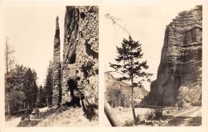 ROCK FORMATIONS LABELED CHIMNEY ROCK & HANGING ROCK REAL PHOTO POSTCARD c1930s