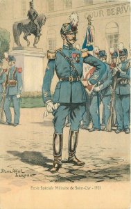 France 1921 Military Saint Cyr Pierre Albert Artist Impression Postcard 21-14256