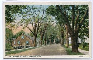 The King's Highway Street Scene Cape Cod Massachusetts 1920s postcard