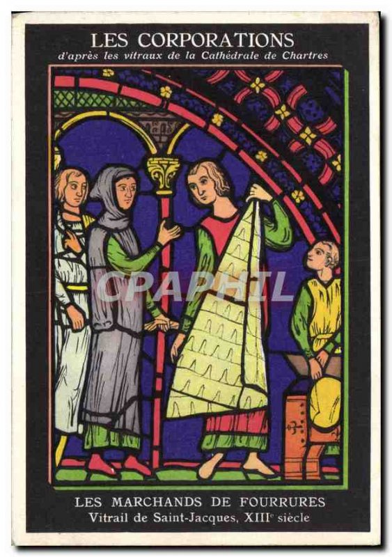 Postcard The Ancient of Corporations after the windows of the Cathedral of Ch...