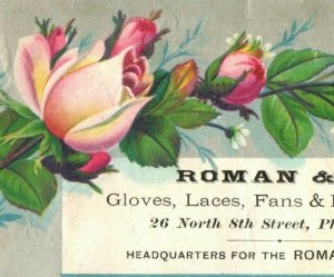 1870s-80s Roman & Co. Kid Gloves Laces Fans Fancy Goods P213