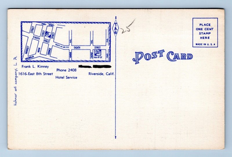 Dual View El Camino Motel Riverside California CA UNP iInen Postcard P6