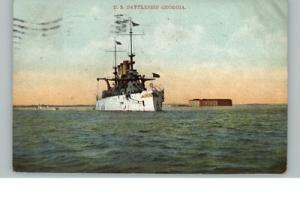 US Battleship Georgia Casco Bay Fort Gorges Postland