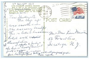 c1960s - Waterman Memorial Building Park Fountain Burlington Vermont VT Postcard 