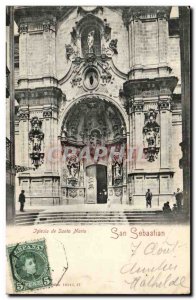 Old Postcard Spain Espana Spain San Sebastian Iglesia de Santa Maria