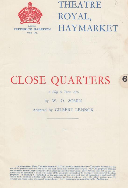 Close Quarters Oscar Homolka of Marilyn Monroe Drama Theatre Programme