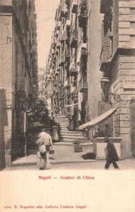 Vintage Postcard 1900's Gradoni Di Chiaia Napoli High Stairways Street Italy IT