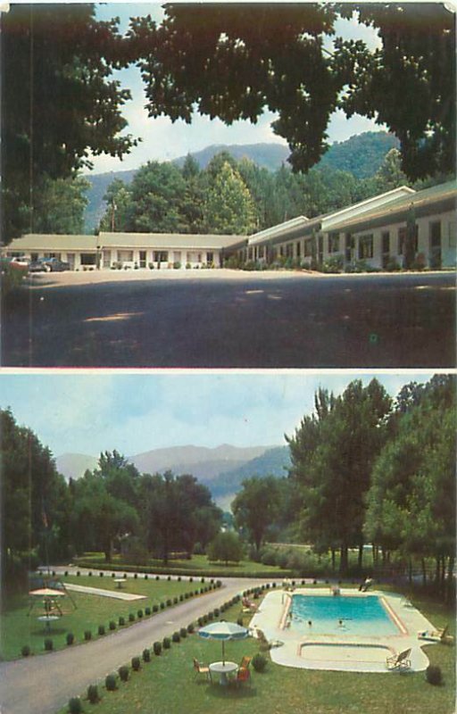 Rocky Waters Motel, 2 Views Waynesville, North Carolina Postcard Postmarked 1960