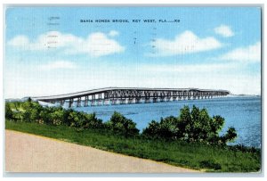 1952 Bahia Honda Truss Bridge Dirt Road River Lake Key West Florida FL Postcard