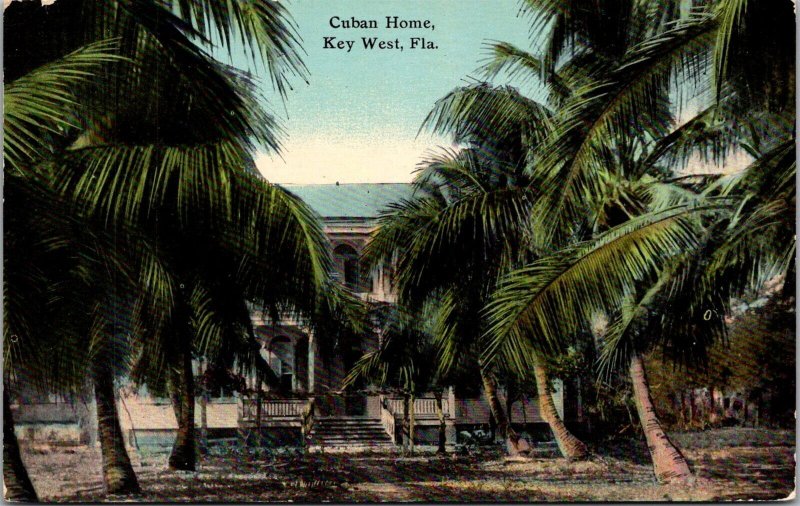 View of Cuban Home, Key West FL Vintage Postcard T57