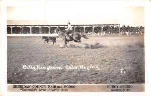 Gordon Nebraska Sheridan County Fair Kingham Calf Roping Real Photo PC AA44384