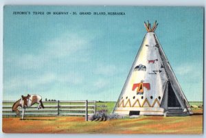 Grand Island Nebraska NE Postcard Jerome's Tepee Highway c1940 Vintage Antique